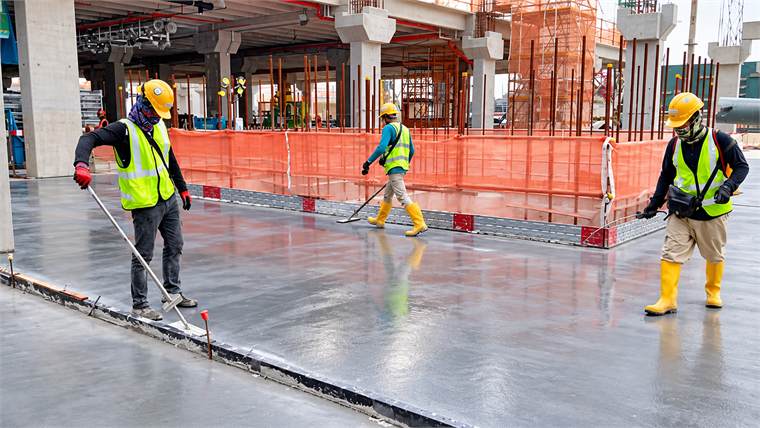 Industrial concrete floor finishing work