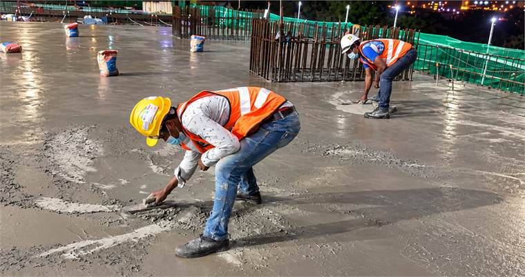 Dry shake concrete flooring application